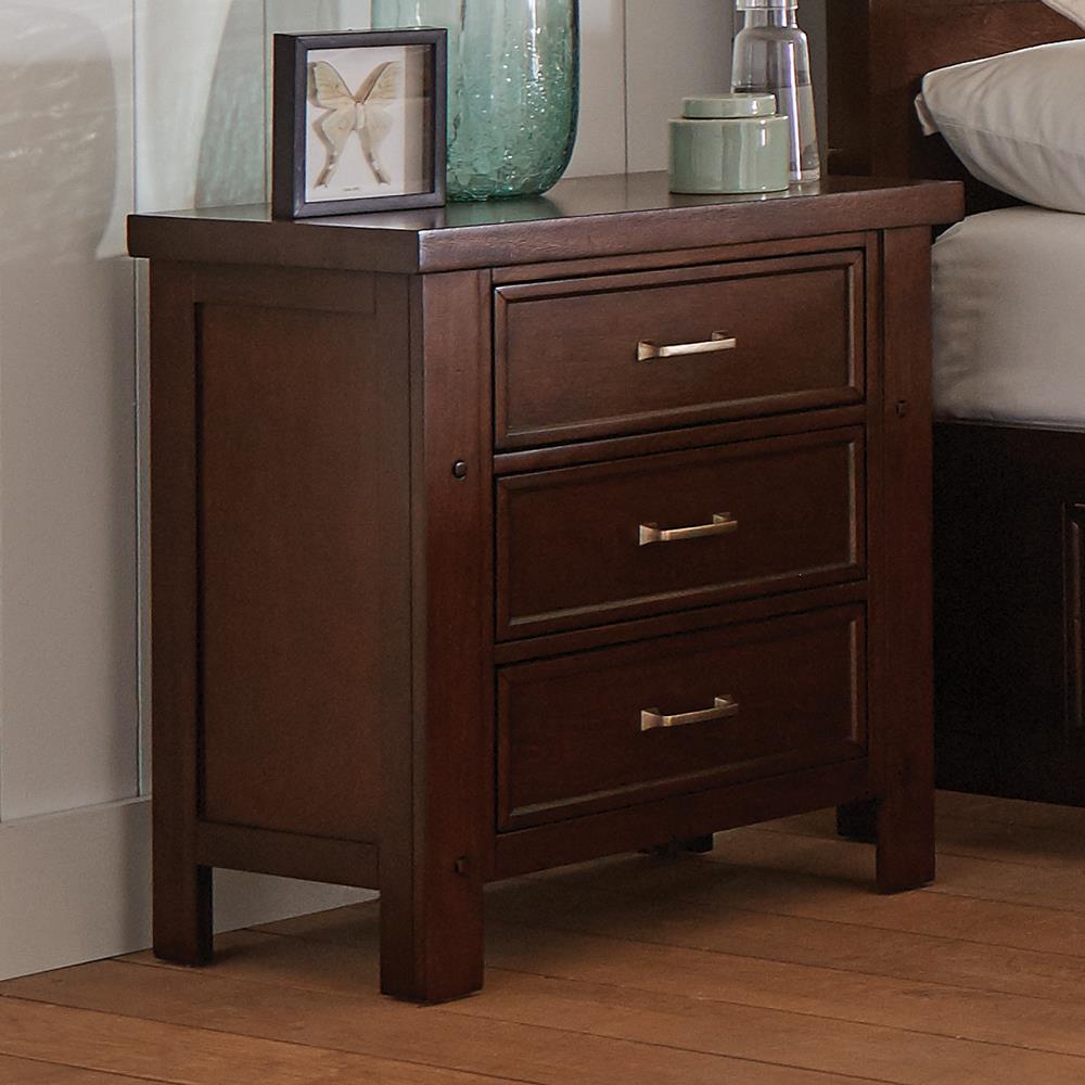 Barstow 3-drawer Rectangular Nightstand Pinot Noir
