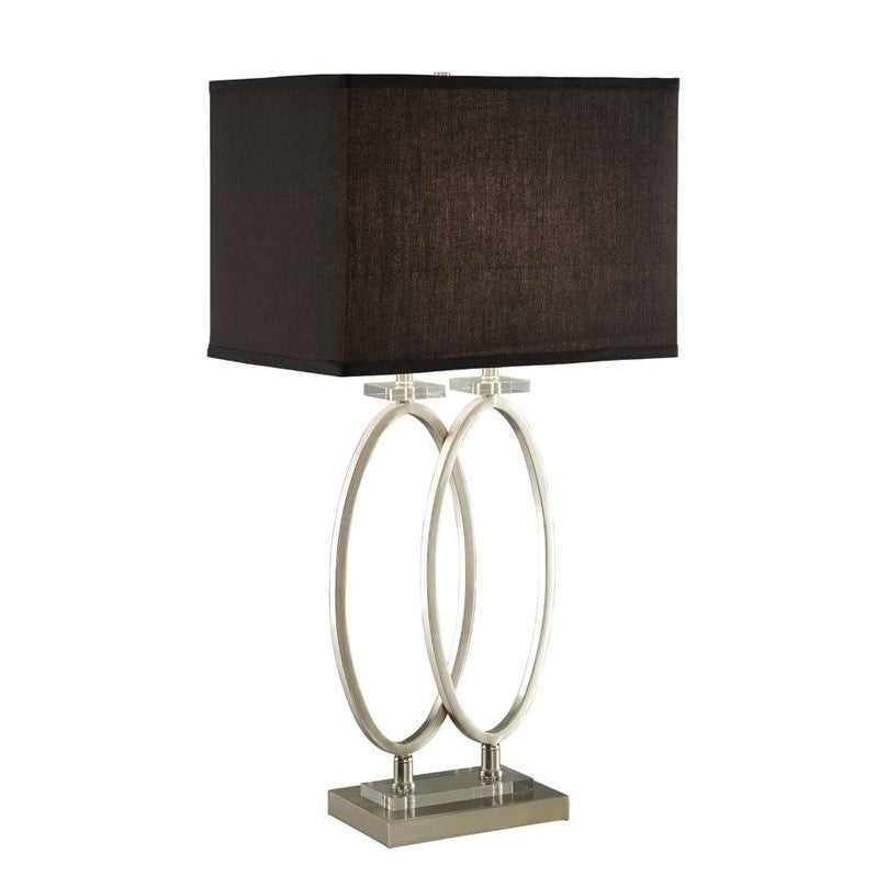 Rectangular Shade Table Lamp Black and Brushed Nickel