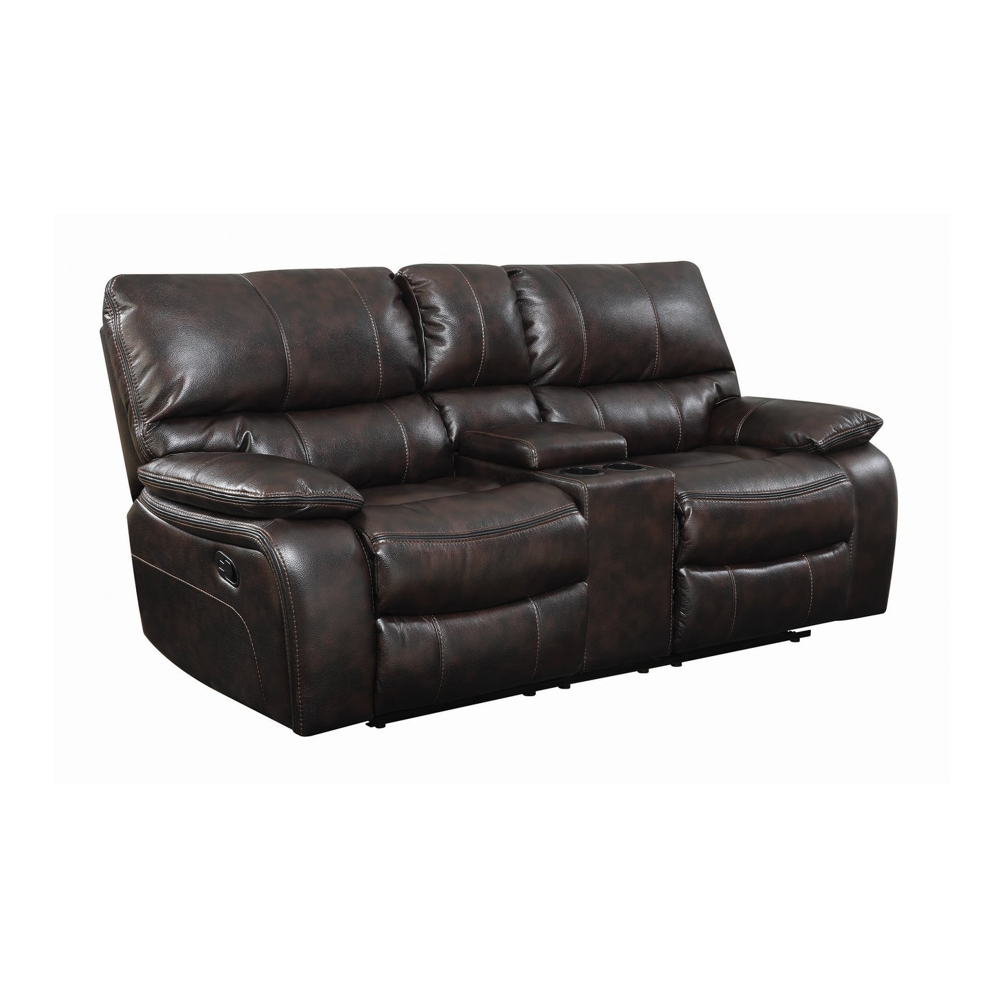Willemse Motion Loveseat with Console Dark Brown