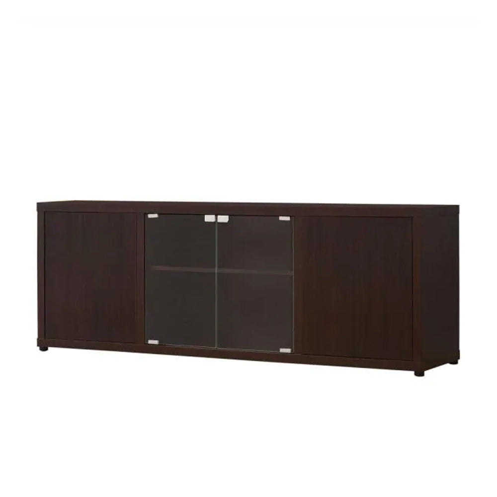 Rectangular TV Console with Magnetic-push Doors Cappuccino
