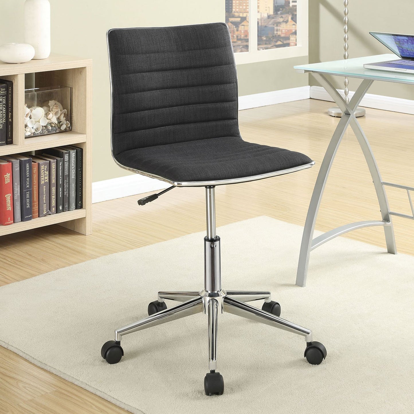 Adjustable Height Office Chair Black and Chrome