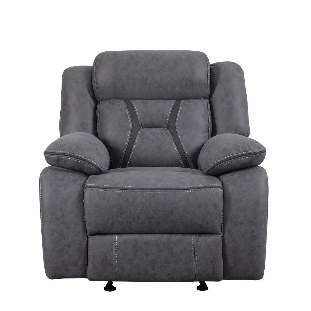 Higgins Overstuffed Upholstered Glider Recliner Grey