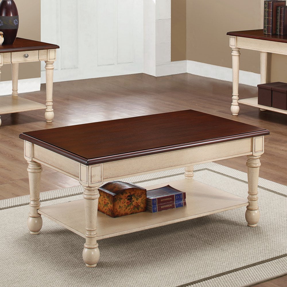 Rectangular Coffee Table Dark Cherry and Antique White