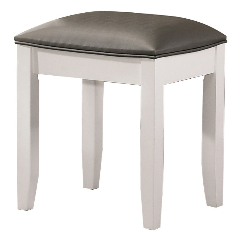 Barzini Upholstered Vanity Stool Metallic and White