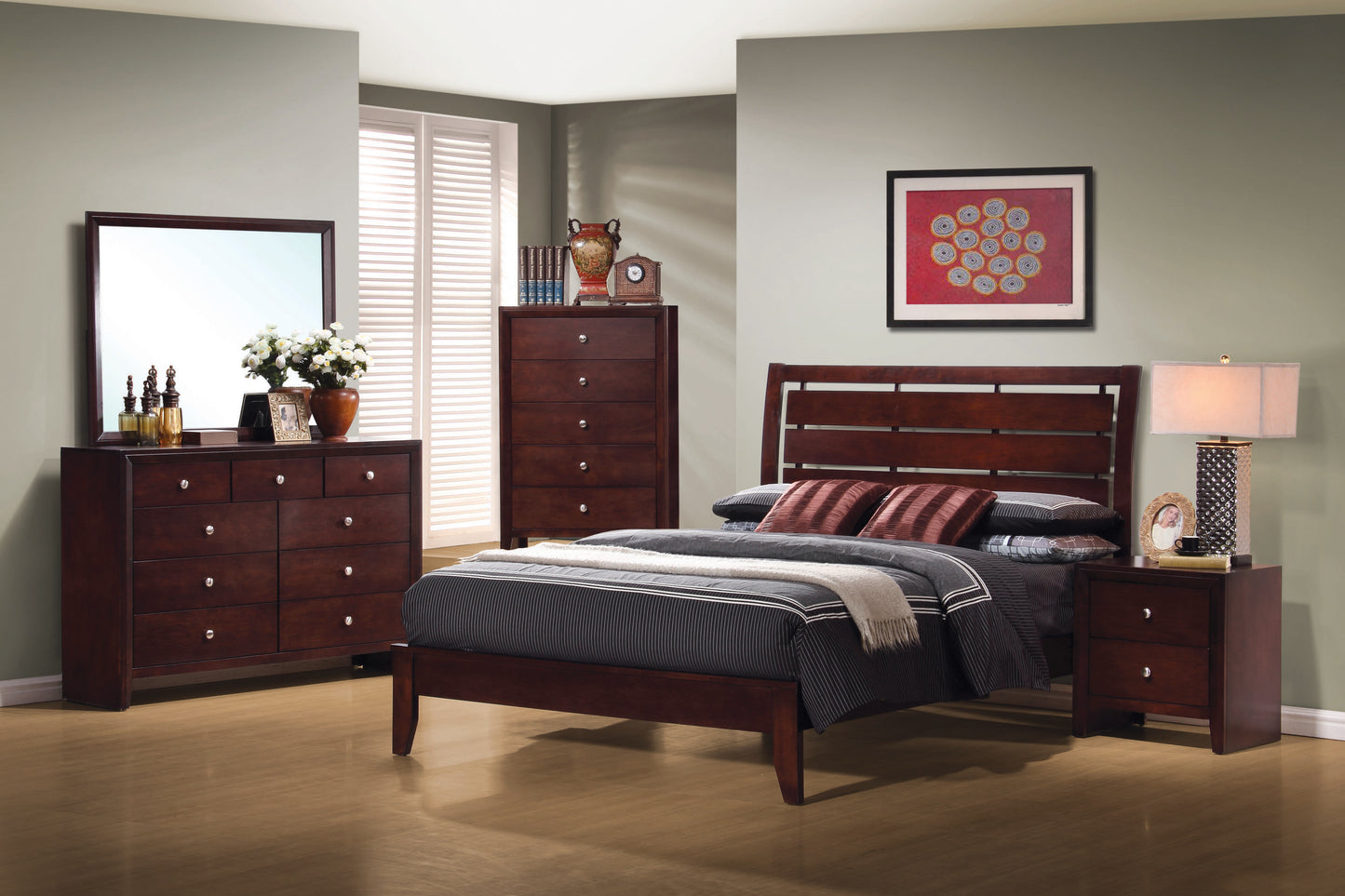 Serenity Panel Bedroom Set Rich Merlot