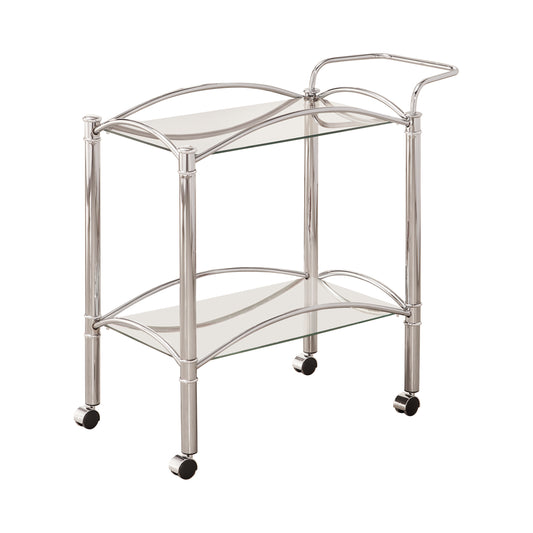 Shadix 2-tier Serving Cart with Glass Top Chrome and Clear