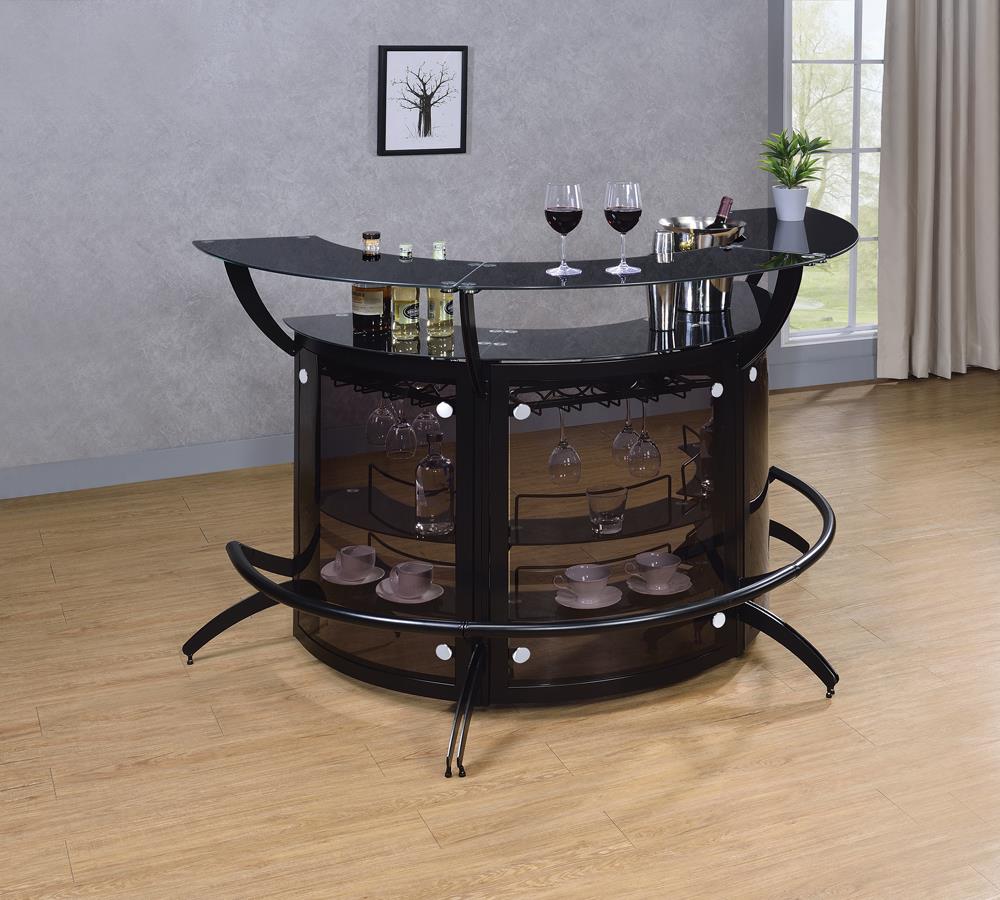 Dallas 3-Bottle Wine Rack Bar Unit Smoked and Black