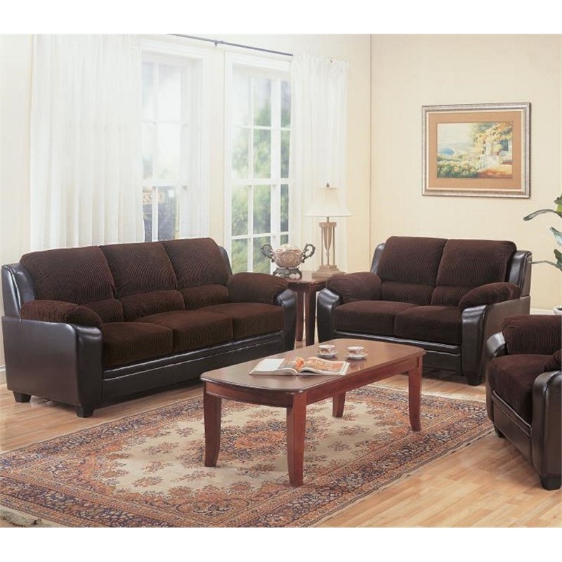 Monika Upholstered Living Room Set Brown