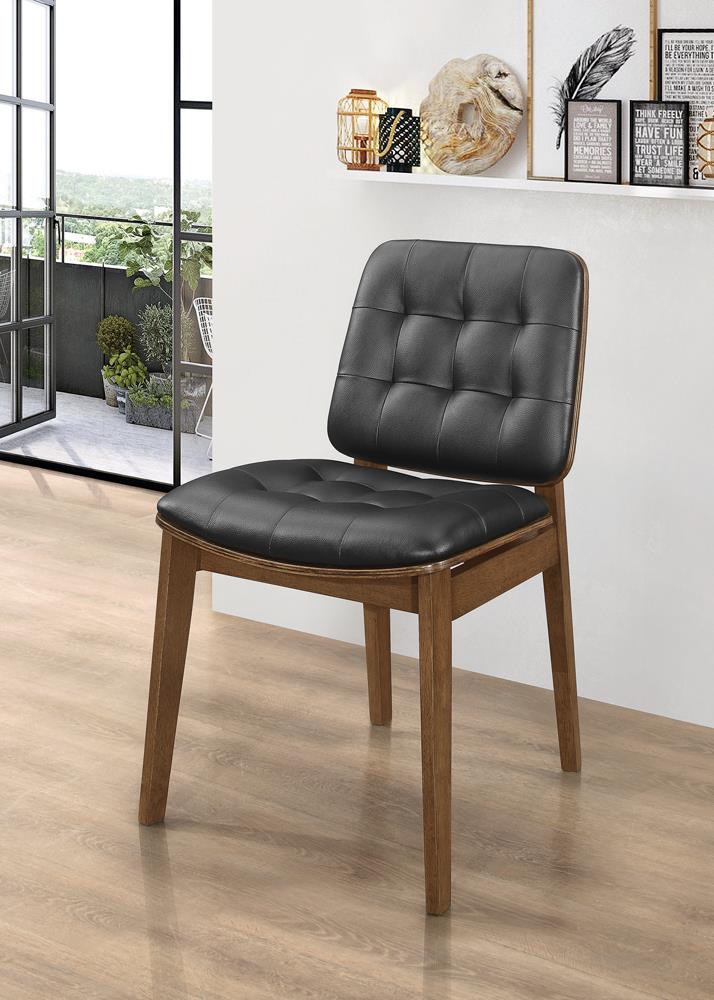 Otterson Tufted Back Side Chairs Natural Walnut and Black (Set of 2)