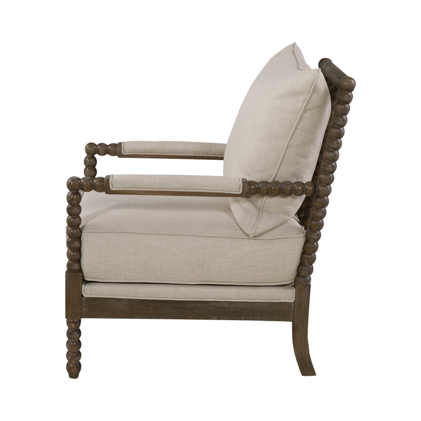 Cushion Back Accent Chair Oatmeal and Natural