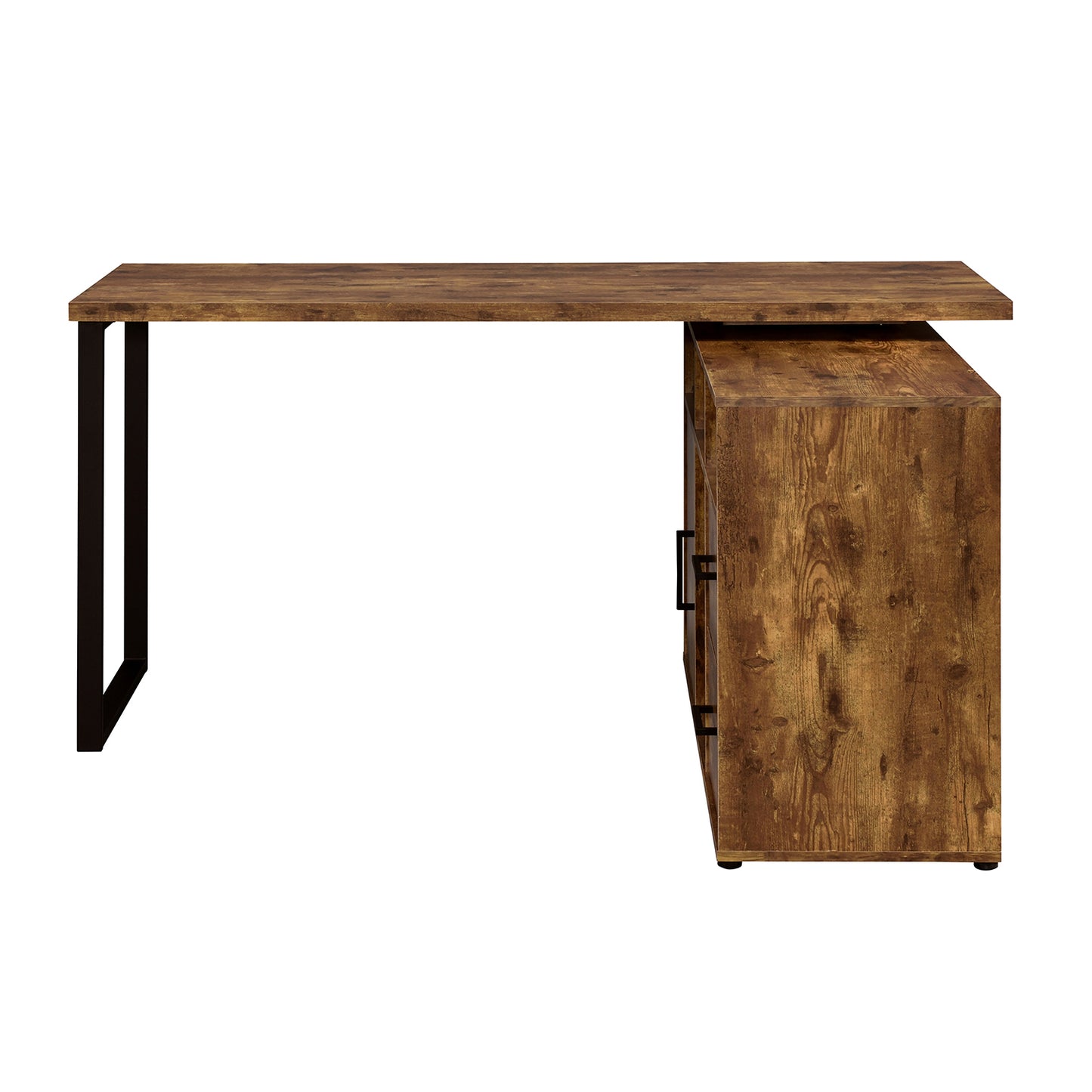 Hertford L-shape Office Desk with Storage Antique Nutmeg
