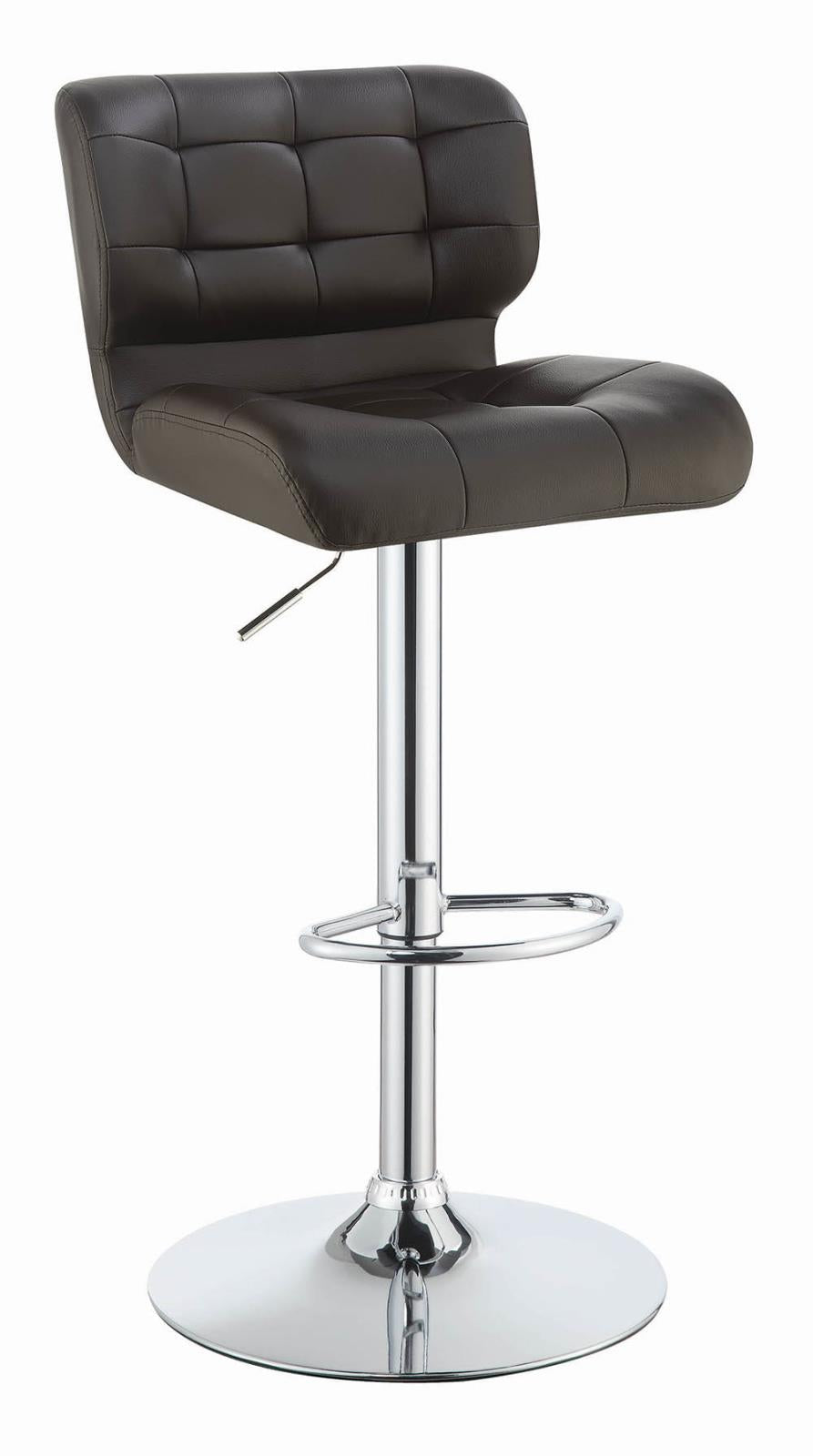 Azalea Upholstered Adjustable Bar Stools Chrome and Brown (Set of 2)