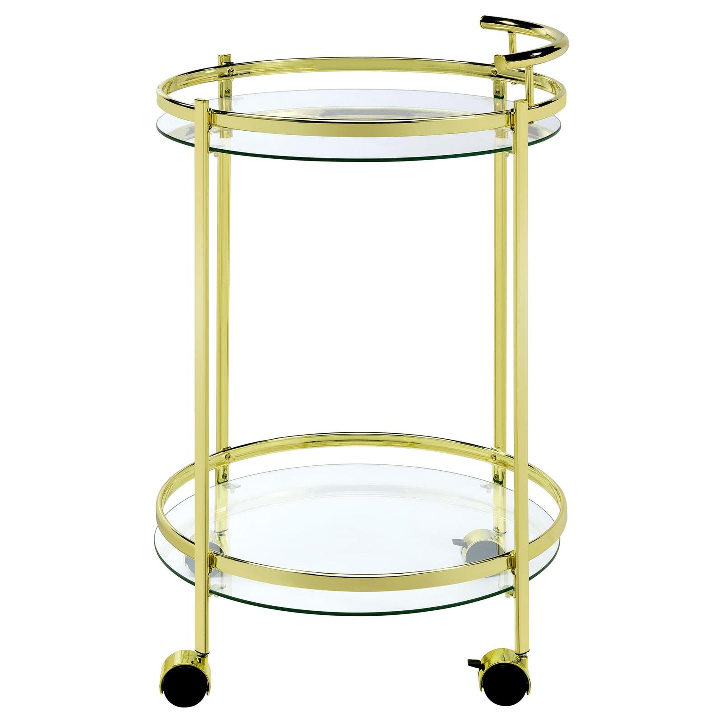Chrissy Round Glass Bar Cart Brass