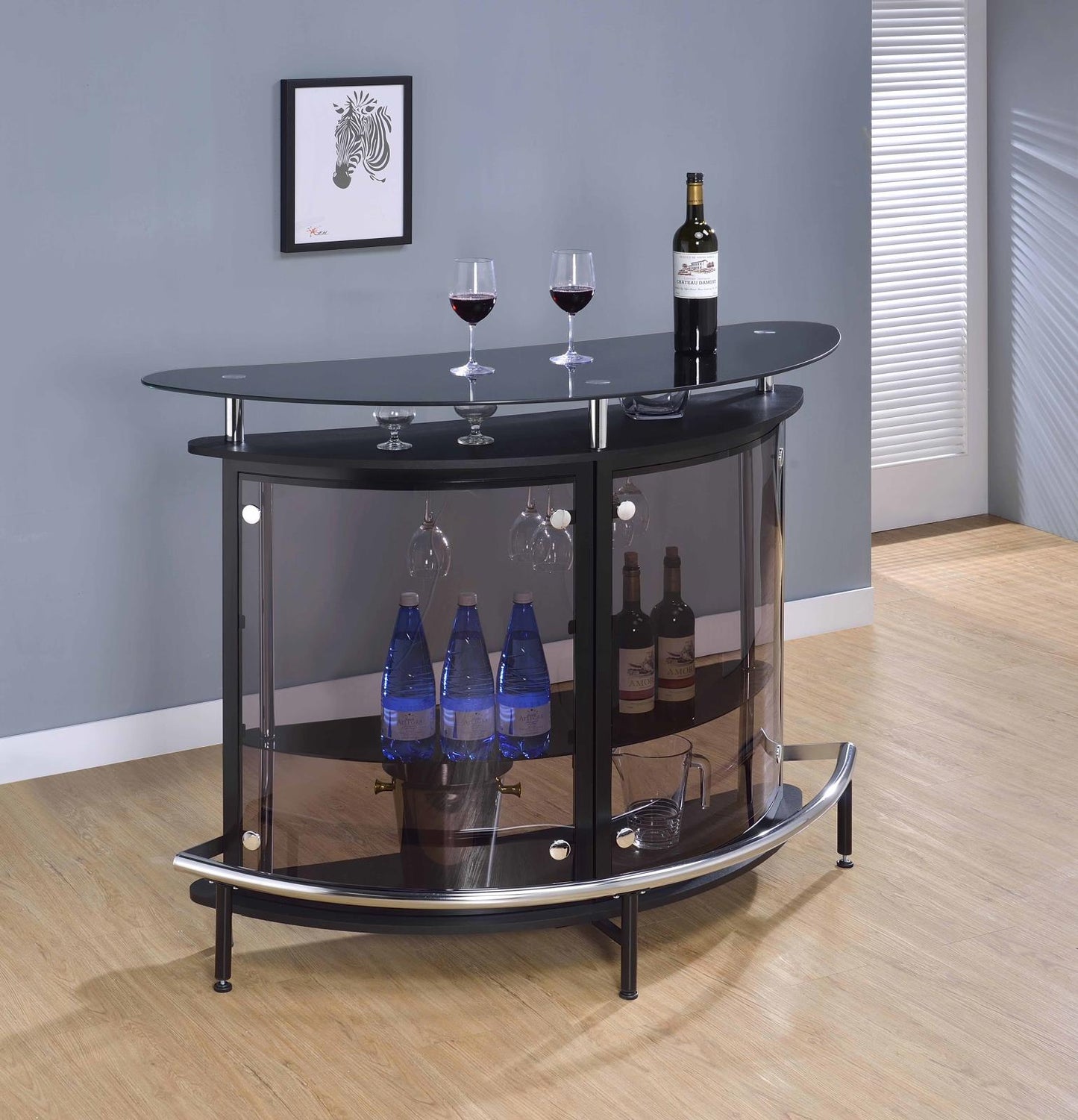 Amarillo 2-tier Bar Unit Black and Chrome