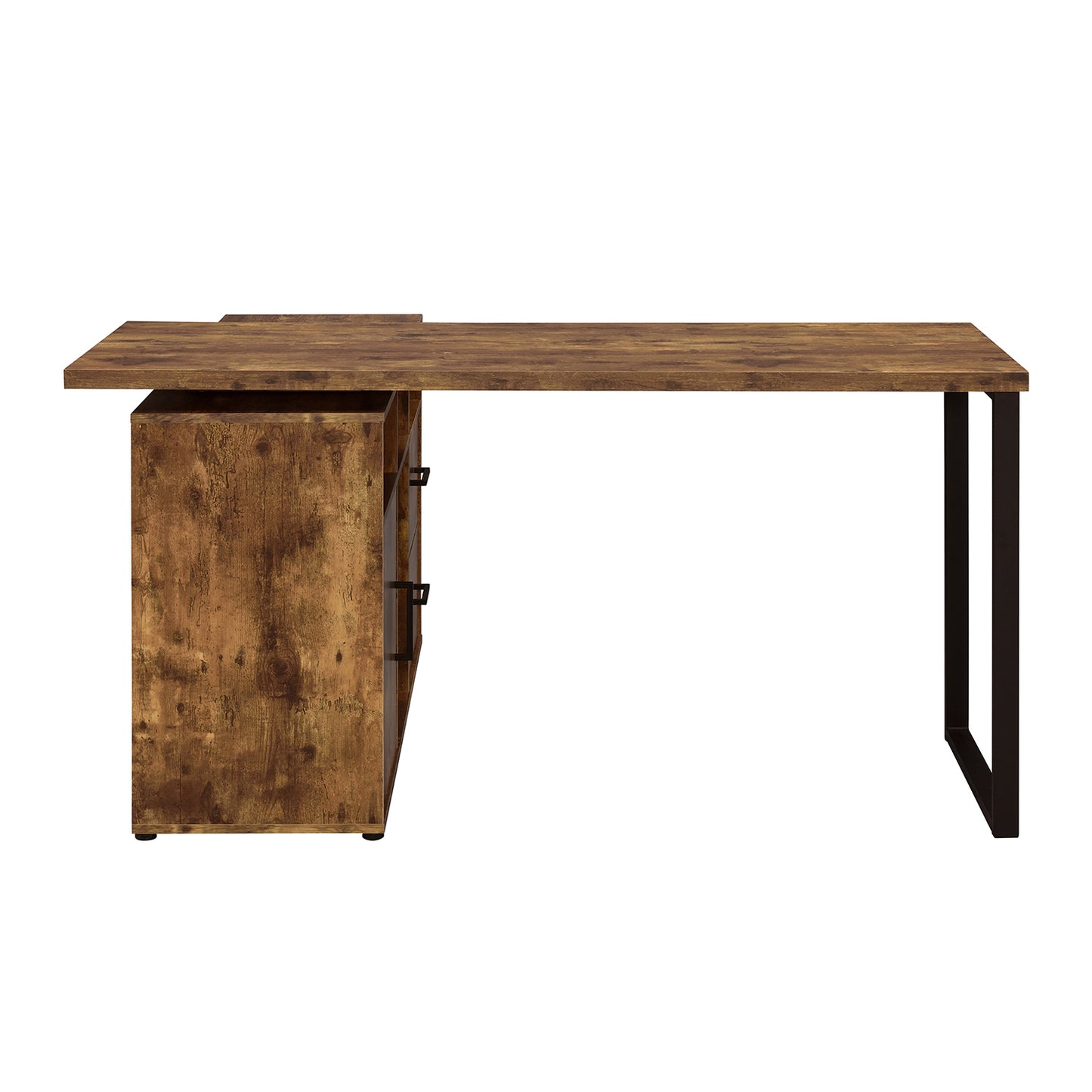 Hertford L-shape Office Desk with Storage Antique Nutmeg