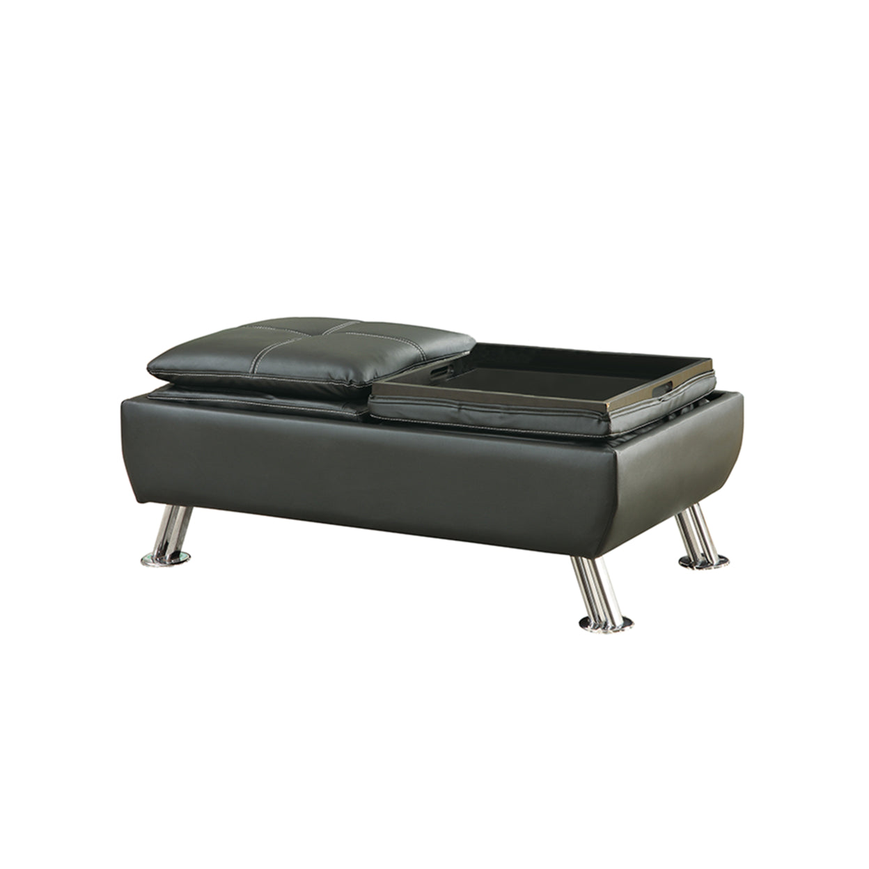 Dilleston Storage Ottoman with Removable Trays Black