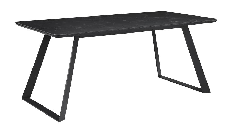 Smith Rectangle Ceramic Top Dining Table Black and Gunmetal