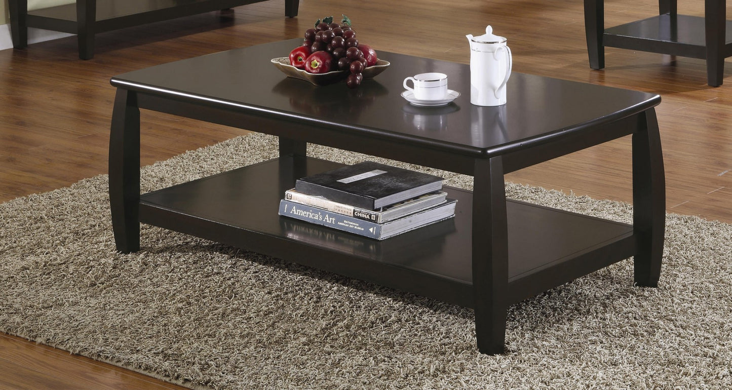 Rectangular Coffee Table with Lower Shelf Espresso