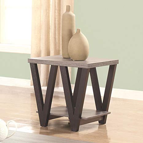 Higgins V-shaped End Table Black and Antique Grey