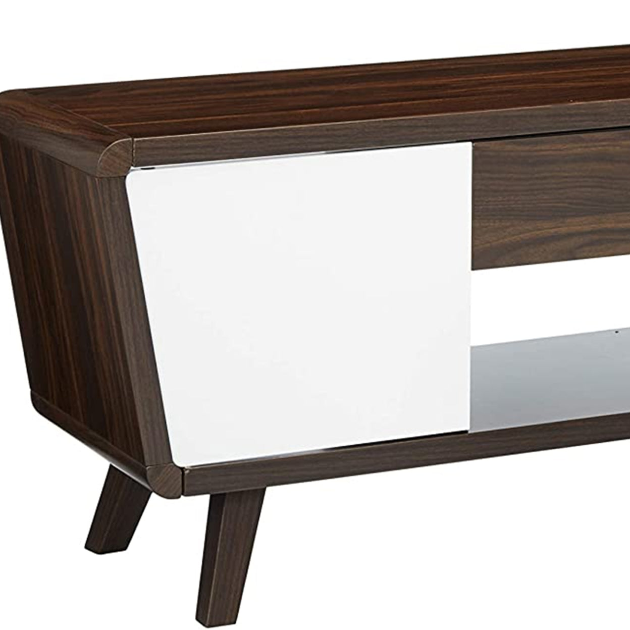 2-drawer TV Console Dark Walnut and Glossy White
