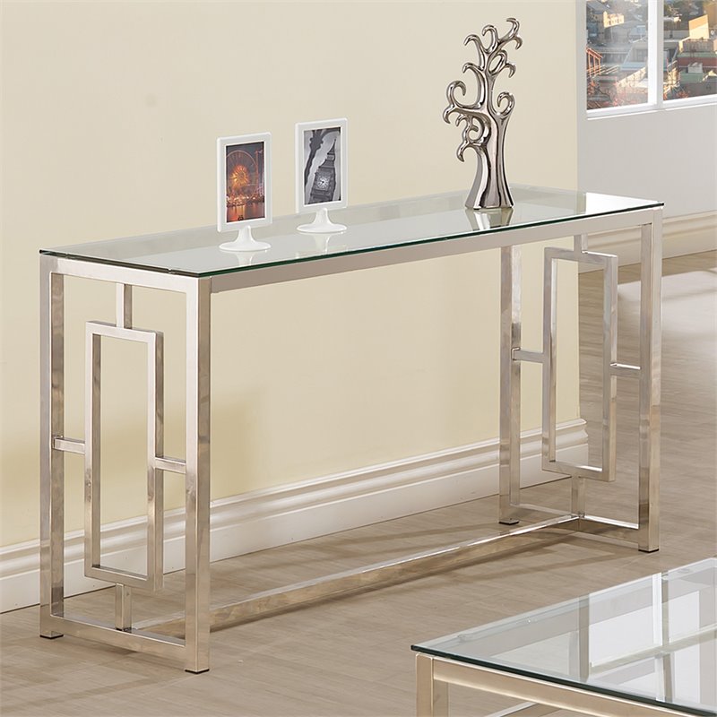 Rectangle Glass Top Sofa Table Nickel