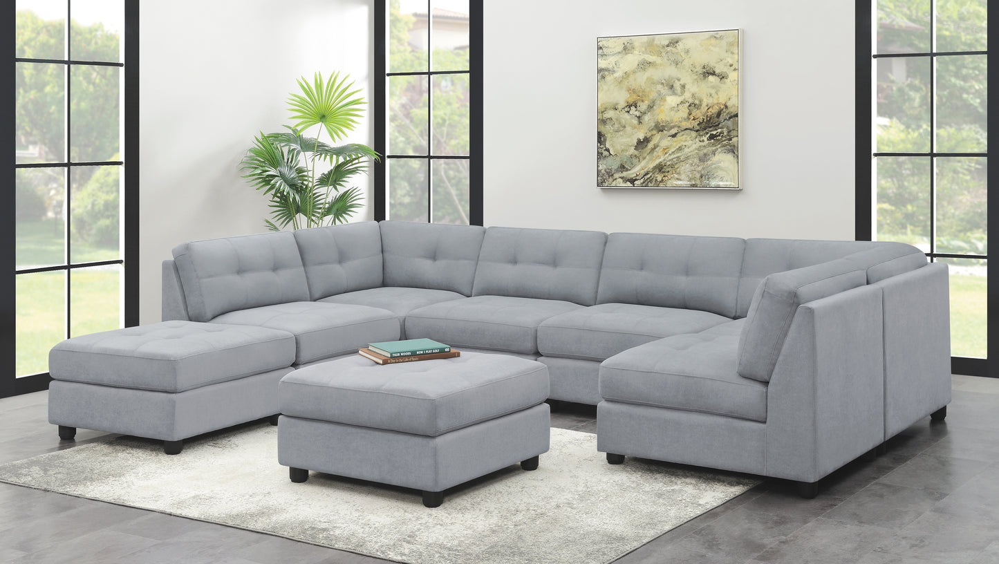 7-piece Upholstered Modular Tufted Sectional Dove