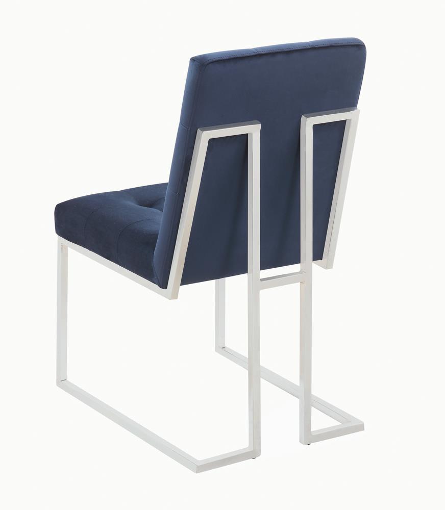 Cisco Upholstered Dining Chairs Ink Blue and Chrome (Set of 2)