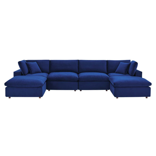 Commix Down Filled Overstuffed Performance Velvet 6-Piece Sectional Sofa