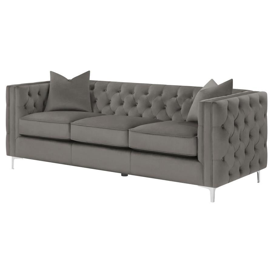 Phoebe 2-piece Tufted Tuxedo Arms Living Room Set Urban Bronze