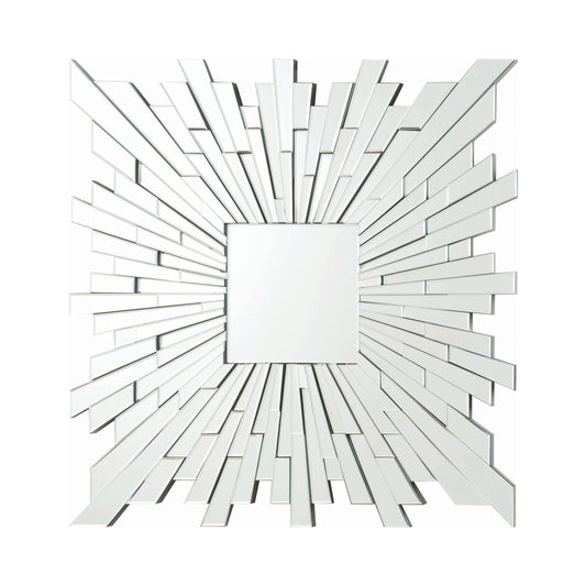 Square Sunburst Wall Mirror Silver