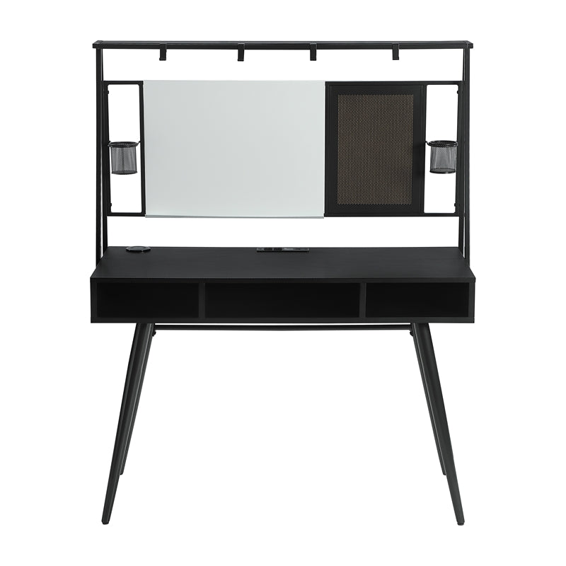 Jessie Writing Desk with USB Ports Black and Gunmetal