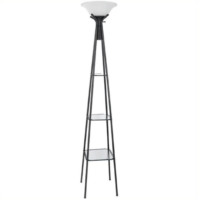 Versatile Shelf Tower Floor Lamp Charcoal Black