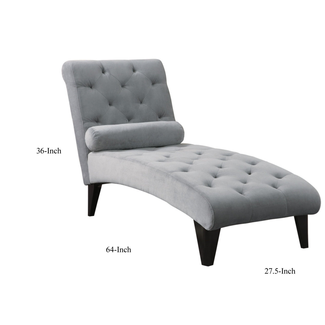 Tufted Chaise with Small Bolster Pillow Grey