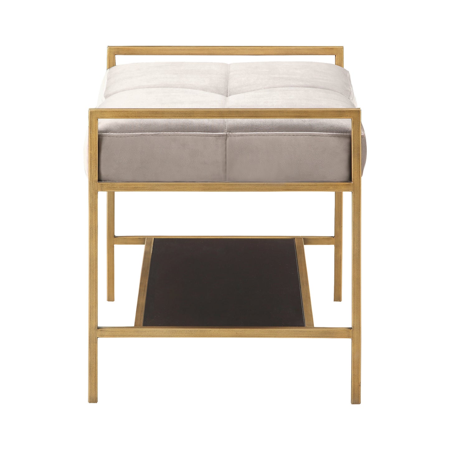 Upholstered Stool Warm Grey and Gold