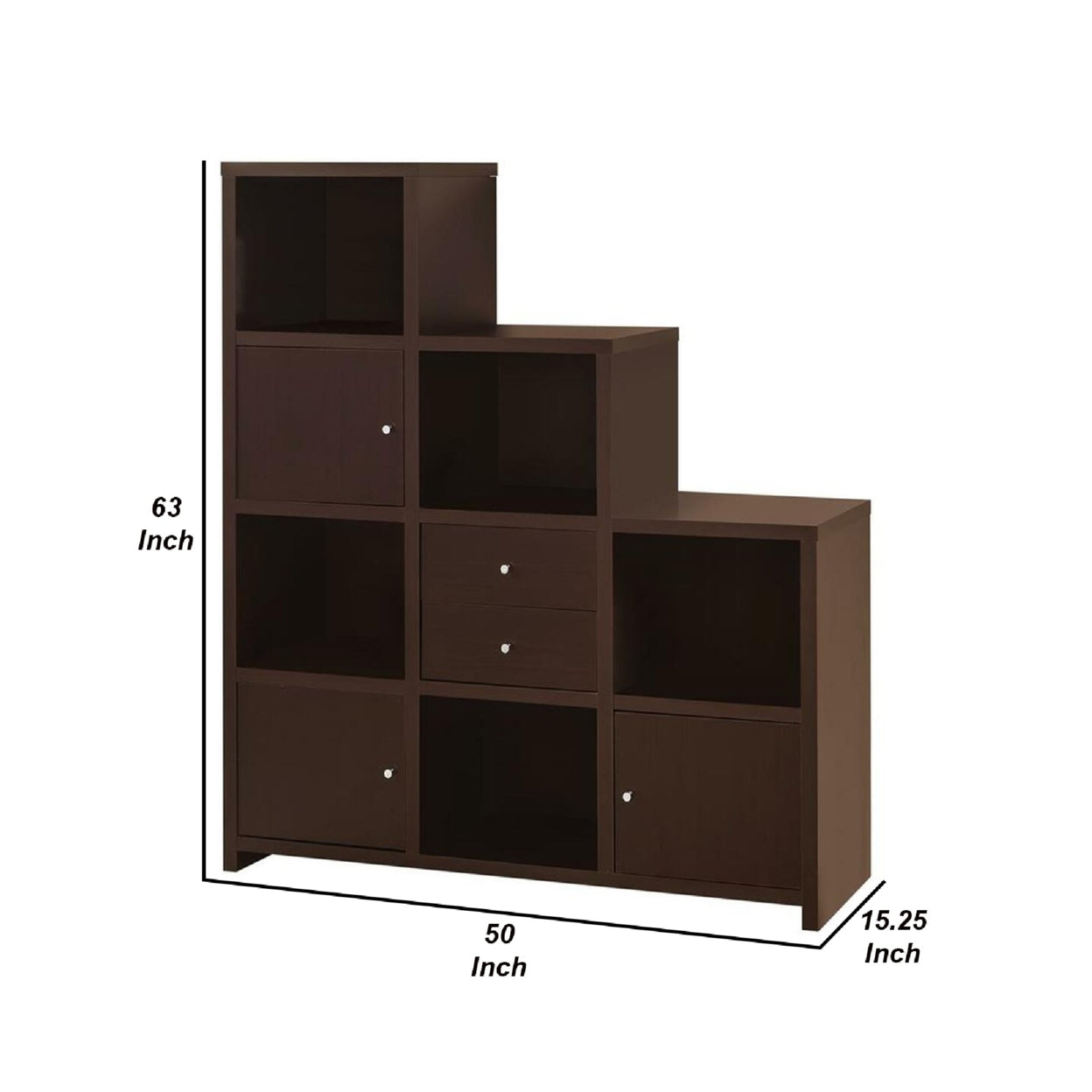 Spencer Bookcase with Cube Storage Compartments Cappuccino