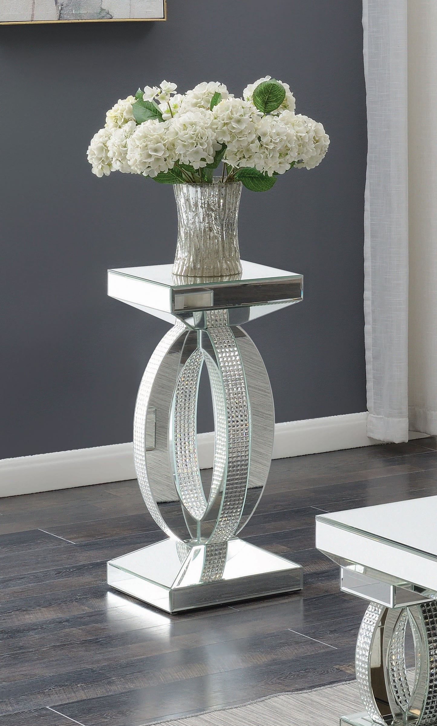 Avonlea Square End Table with Lower Shelf Clear Mirror