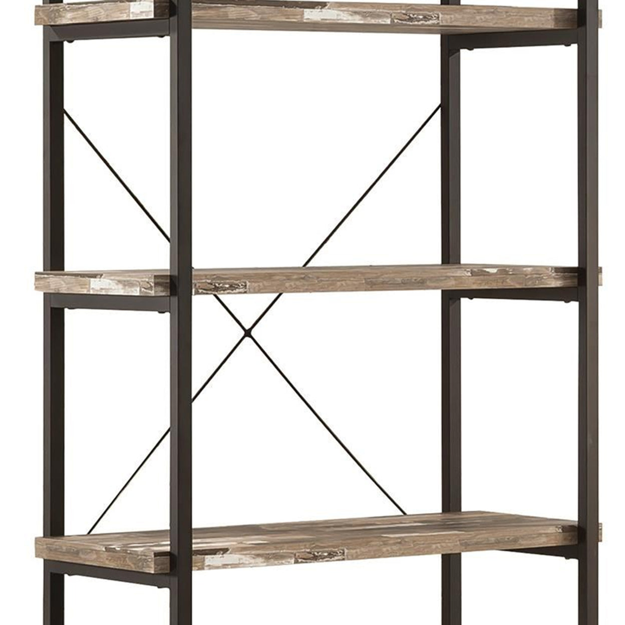 Skelton 4-shelf Bookcase Salvaged Cabin and Black