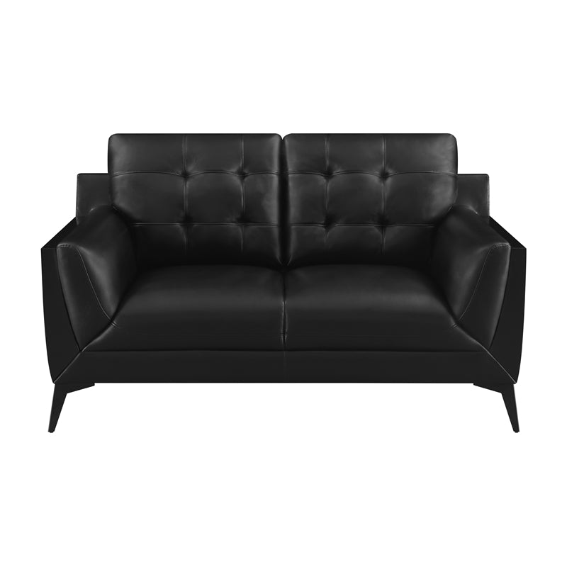 Moira Upholstered Tufted Loveseat with Track Arms Black