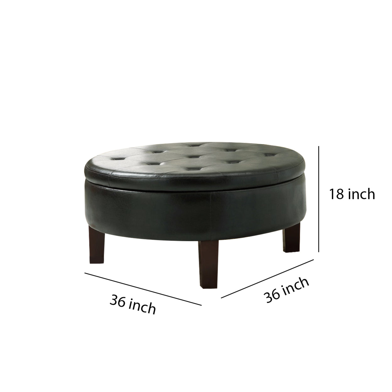 Round Tufted Upholstered Storage Ottoman Dark Brown