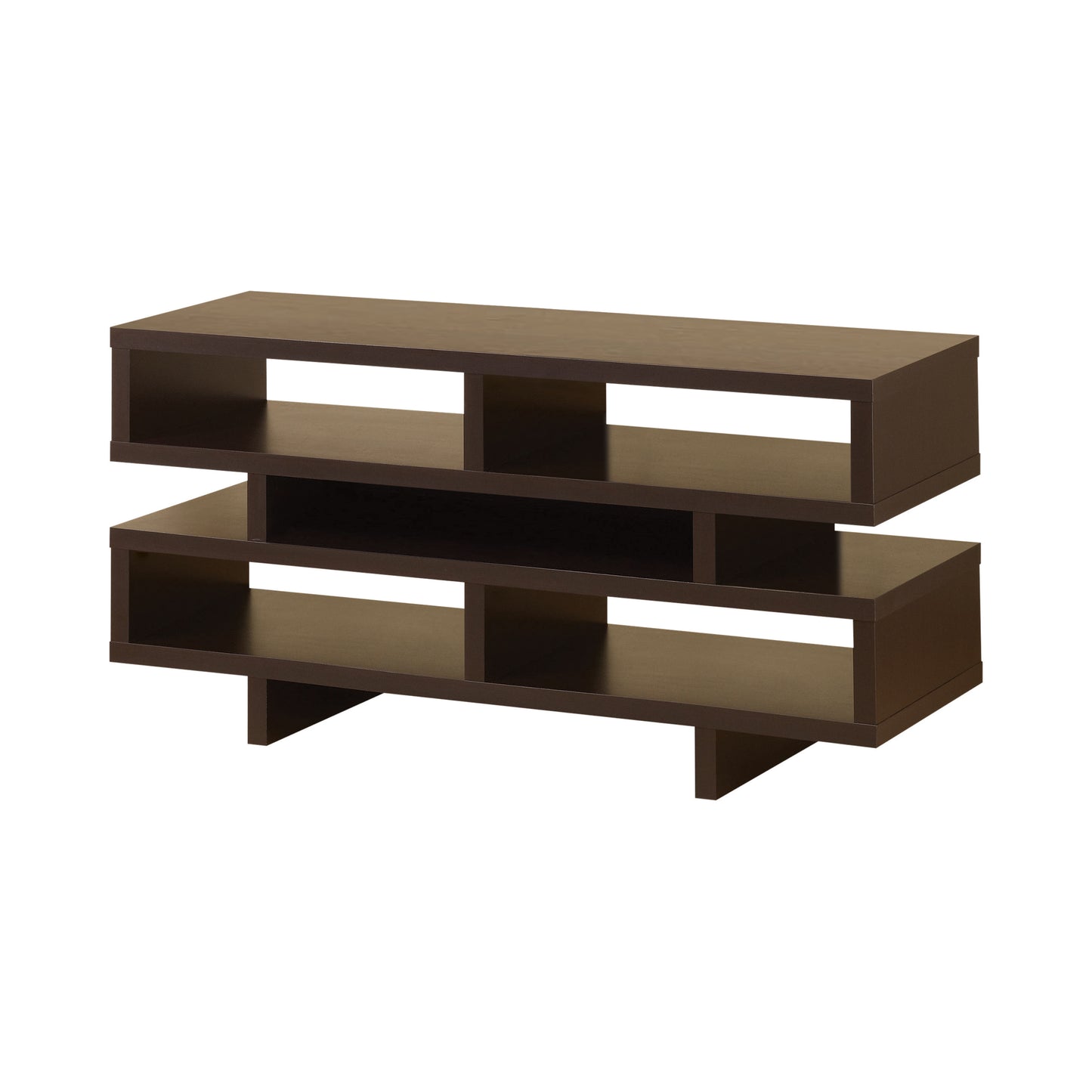 TV Console with 5 Open Compartments Cappuccino