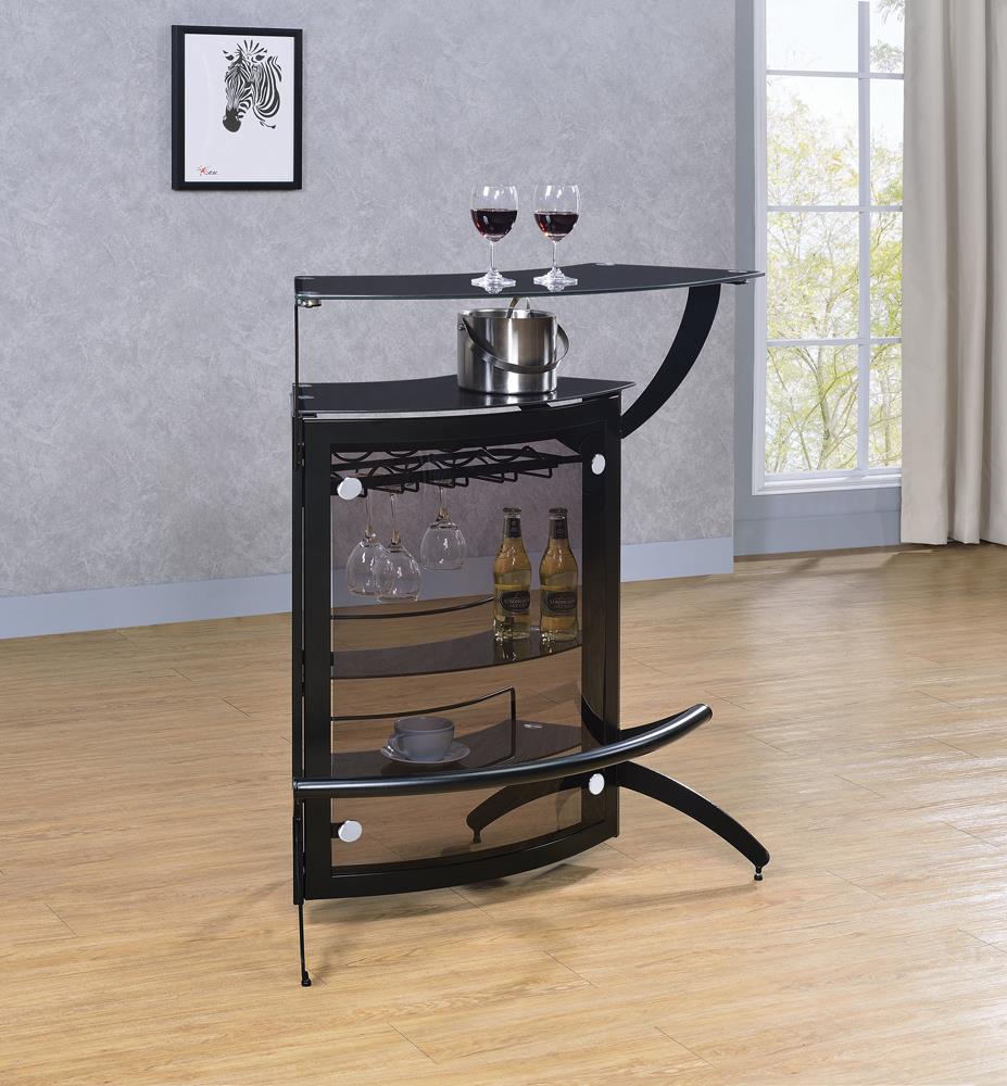 Dallas 3-Bottle Wine Rack Bar Unit Smoked and Black