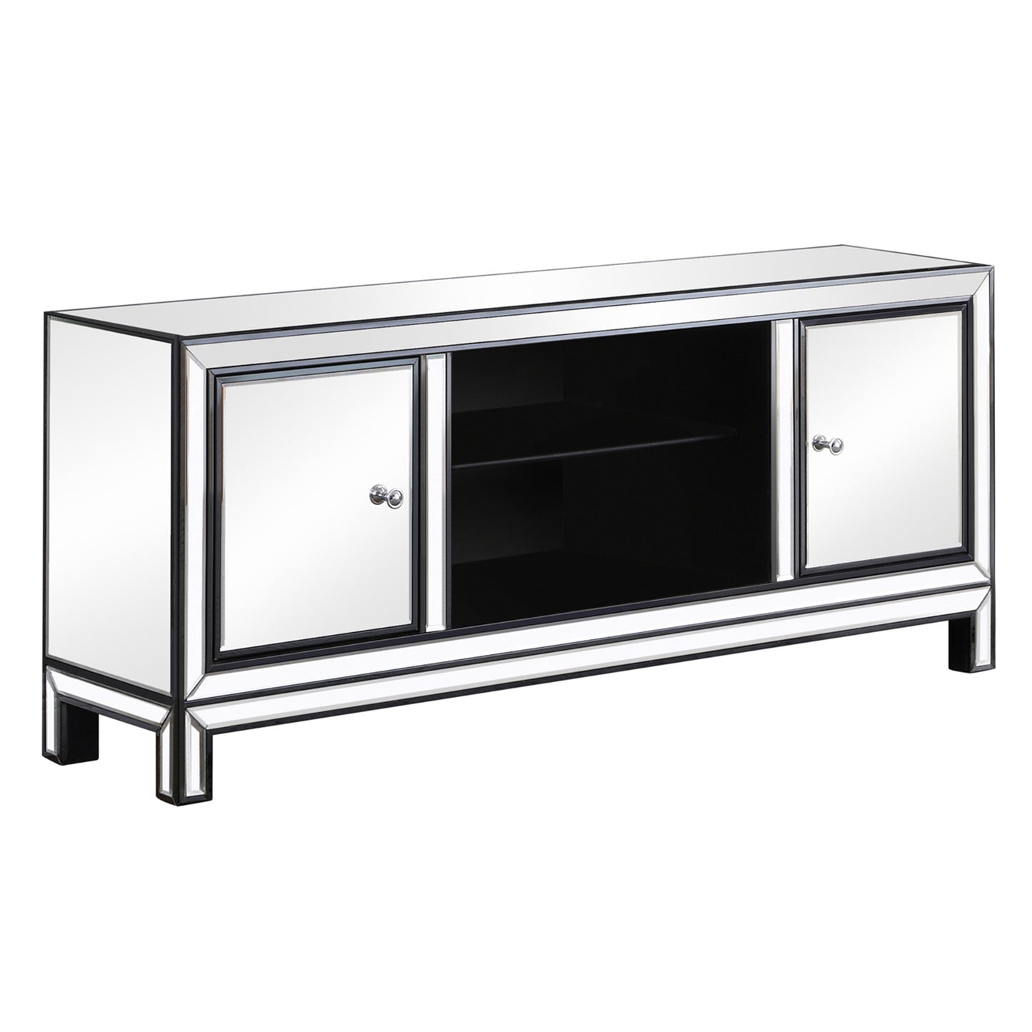 2-door TV Console Black Titanium and Silver