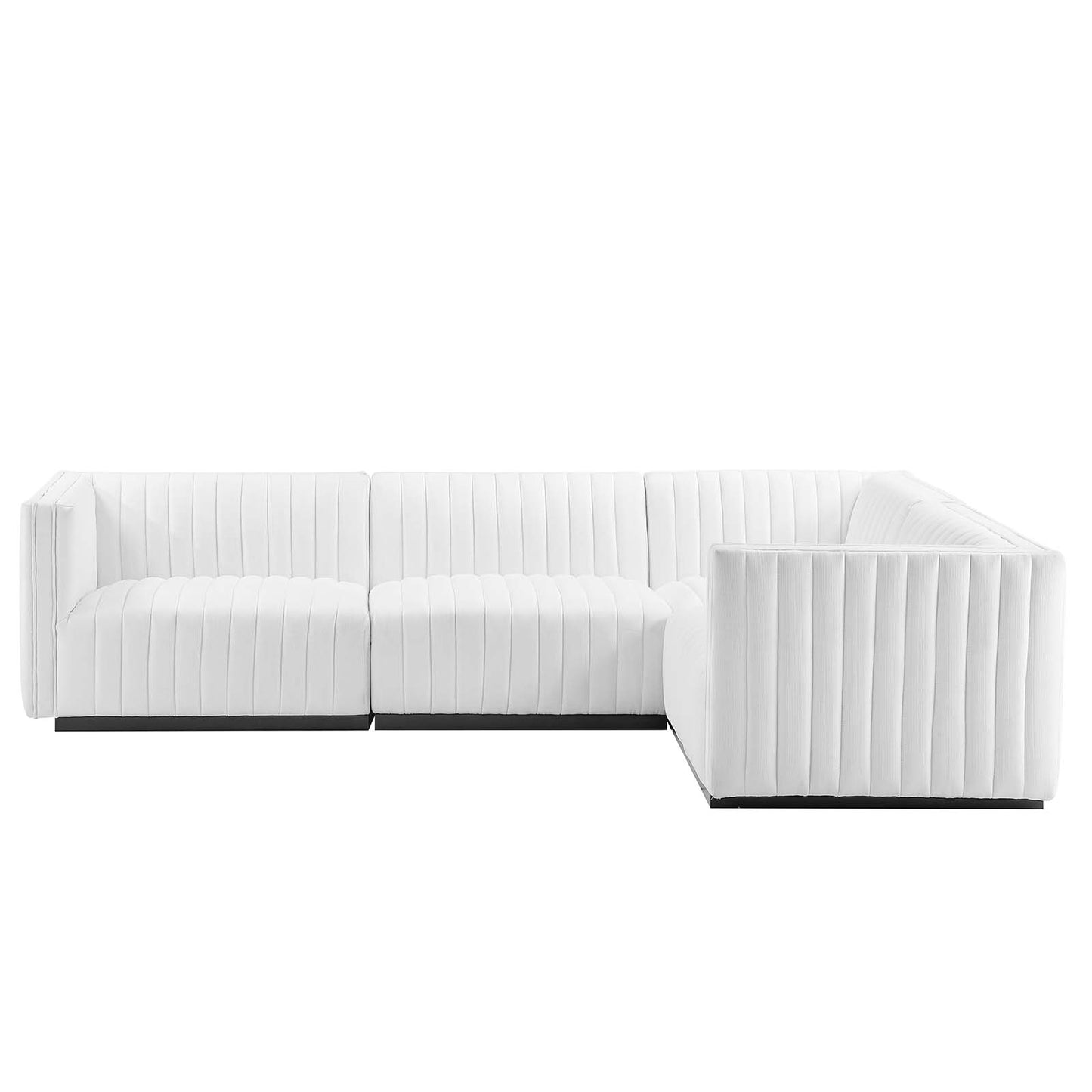 Conjure Channel Tufted Upholstered Fabric 4-Piece L-Shaped Sectional