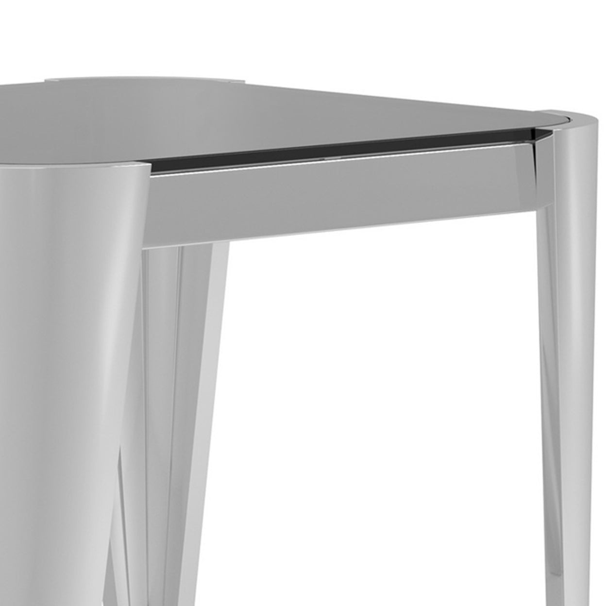 Square Glass Top End Table Silver and Grey