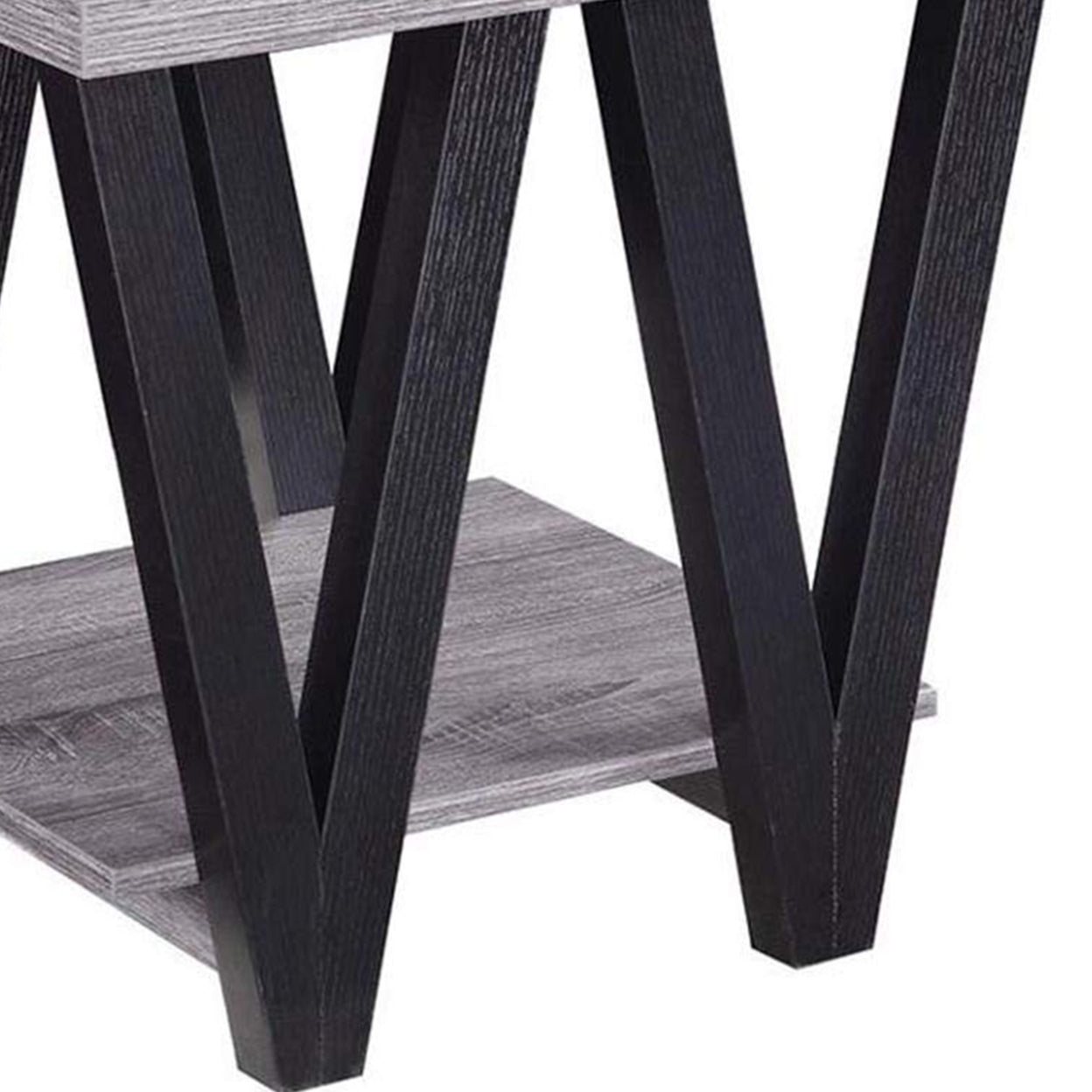 Higgins V-shaped End Table Black and Antique Grey