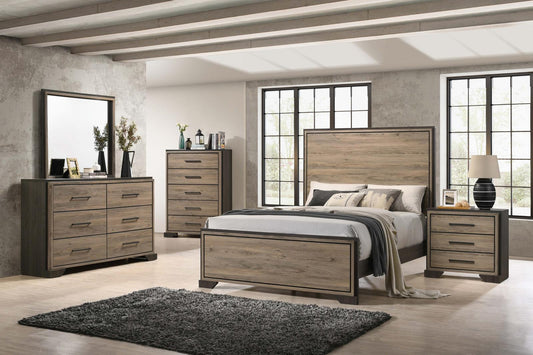 Baker 5-piece Eastern King Bedroom Set Brown and Light Taupe