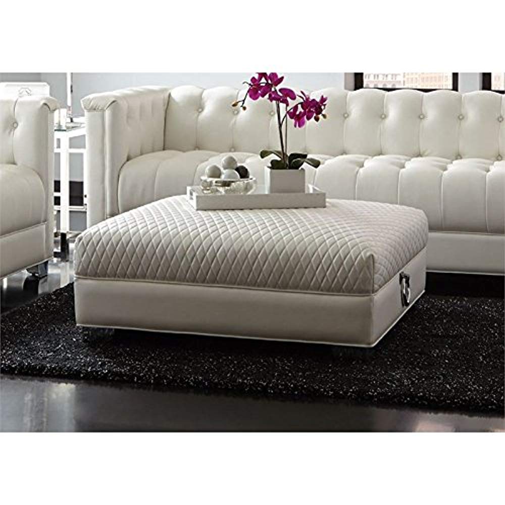 Chaviano Upholstered Ottoman Pearl White