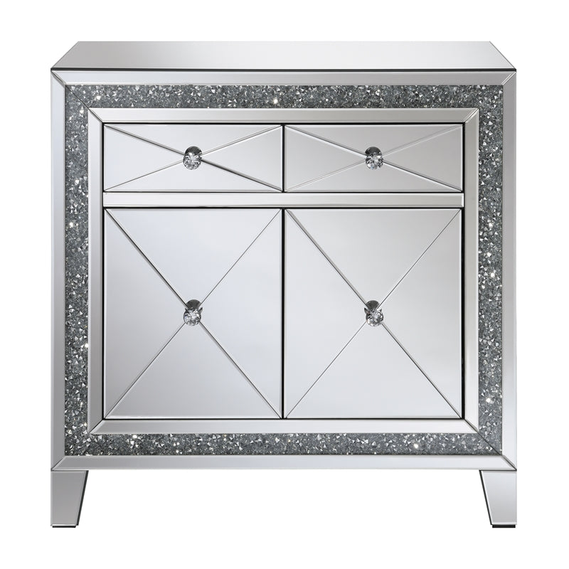 2-drawer Accent Cabinet Clear Mirror with LED Lighting