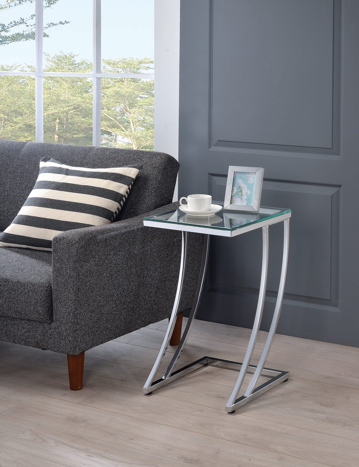 Rectangular Top Accent Table Chrome and Clear