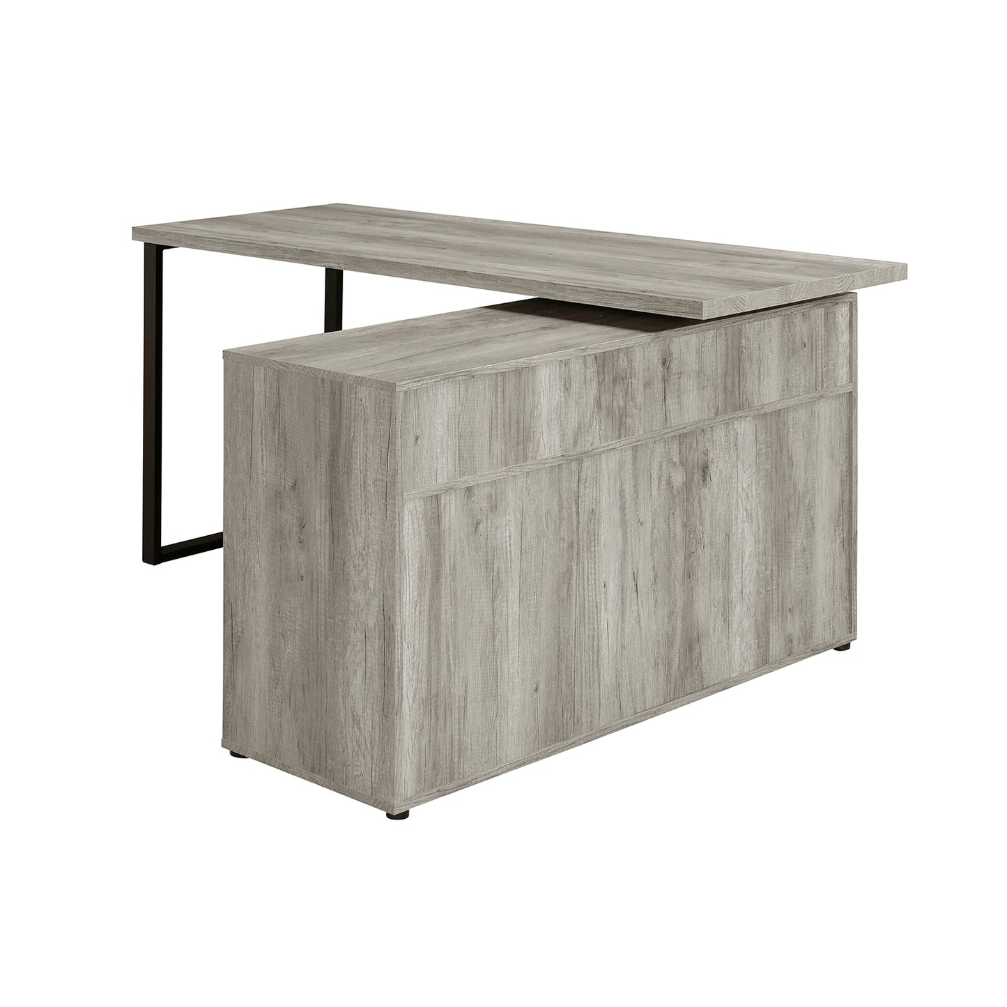 Hertford L-shape Office Desk with Storage Grey Driftwood
